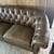 Ralph Lauren Genuine Leather Loveseat & Armchair Brown Tufted Set 7 thumbnail