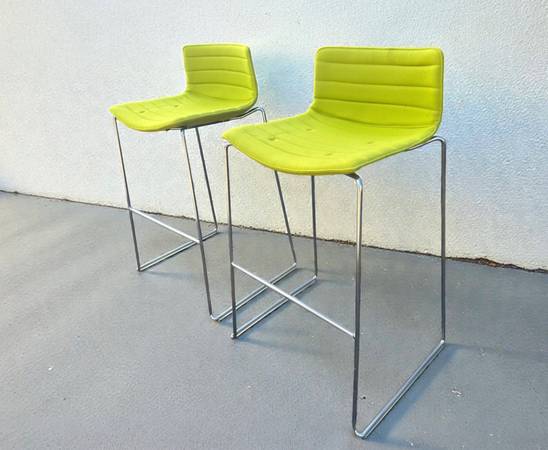 Italian  Low Back Steel Upholstered Bar Stool (6 Available) 1