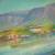 Coastal Village Inlet Artwork Painting 48 x 28H Signed 3 thumbnail