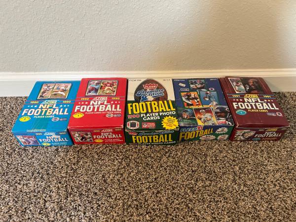 1990 & 1991 NFL football cards. 5 boxes unopened. 1