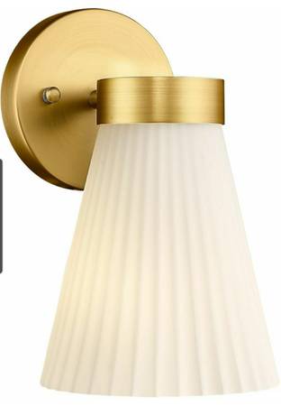 New Brushed Gold Wall Sconce Glass Shade 1