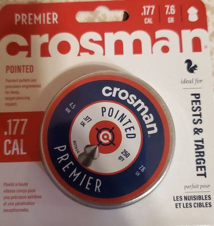 Crosman Premier .177 Cal Pointed Pellets (250 ct) – Brand New Sealed 1