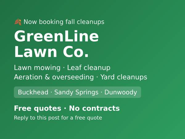 Fall Leaf Cleanup $349 Flat - Buckhead - Haul-Away Included 1