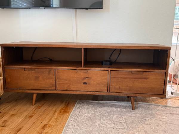 Mid-Century Walnut TV Stand / Media Console (65”)