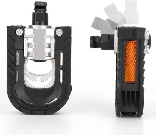 Bike Pedals, Folding Bike Pedals Universal 9/16'' with Reflective Stri 1