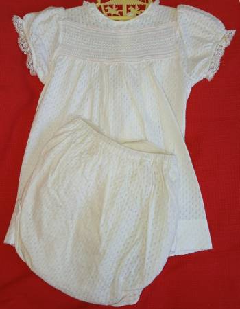 CARTERS 2-Pc Vintage 1 Year White 1950's/1960's Dress & Diaper Cover 1