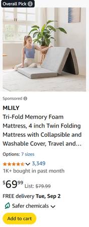 4" tri fold sleeping camping pad 1