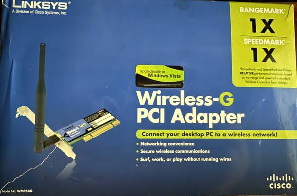 Piezas de computadora Cisco-Linksys WMP54G Adaptador inalámbrico G PCI/tarjeta - $16 (área de Courthouse-Rosslyn, Arlington, VA)63470993258881120
