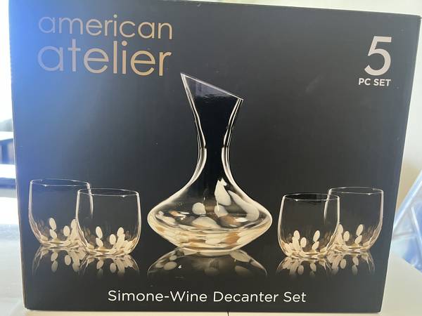 ✨American Atelier Decanter+4 Stemless Glasses– New! $30 (Retail $100) 1
