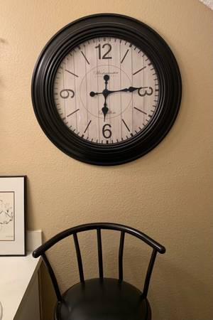 HUGE Black framed Westminster wall clock. Very good condition see pics for Measu 1