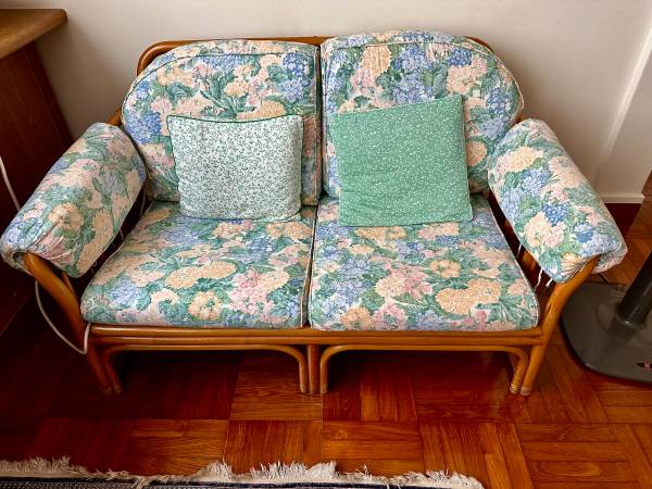 2 seater and 1 seater cane sofas 1