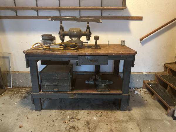 Heavy-Duty Vintage Workbench — Solid Wood, Built to Last 1