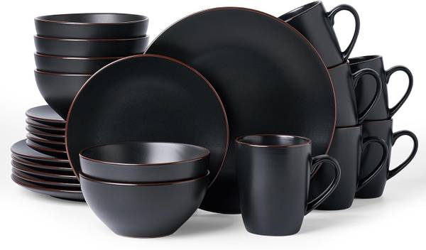 Famiware Venus Dinnerware Sets with Mugs, Ceramic Plates and Bowls for 1