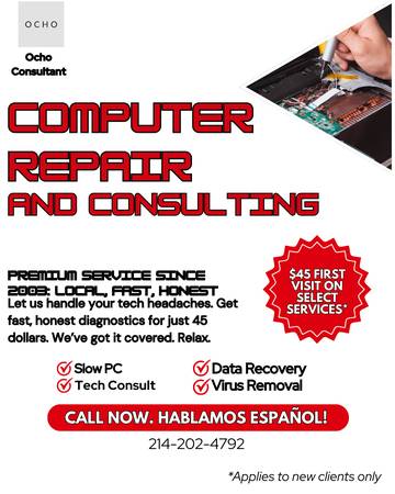 💻Affordable Computer Repairs. Call us 214-202-4792. Hablamos Español! 1