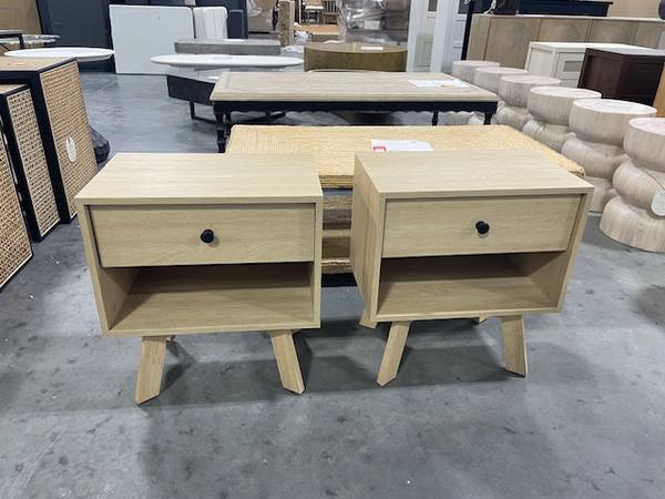 Mid-Century Frans Modern 1-Drawer Nightstand In Coastal Oak (Set Of 2) 1