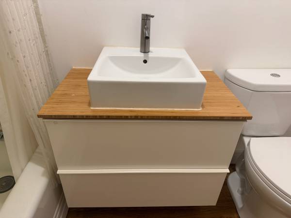 Bathroom Vanity Ikea Godmorgon high gloss and faucet 1