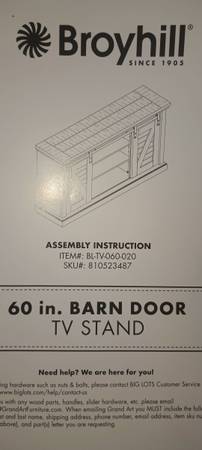 Broyhill 60 inch Barn Door TV Stand 1