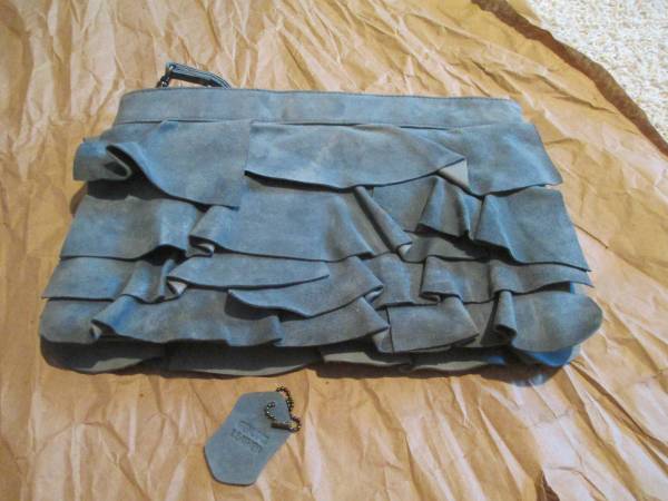 Kimchi Blue Turquoise Goat Suede Leather Purse/Wristlet/Clutch 1