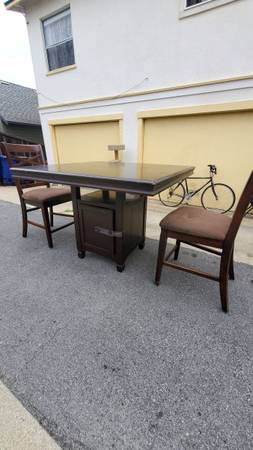 Square dining table set w/ built-in wine glass rack cabinet 1
