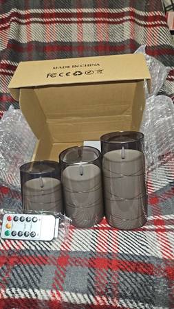 3 Gray Stringlight Remote Control LED Candle Set 1