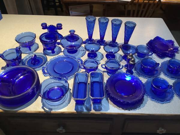 Beautiful Vintage Cobalt Blue Glass Dinnerware 1