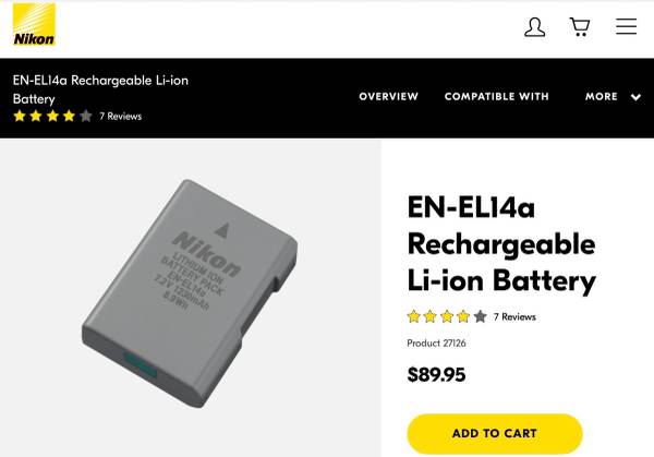 Nikon Battery EN-EL14a latest improved Version 1