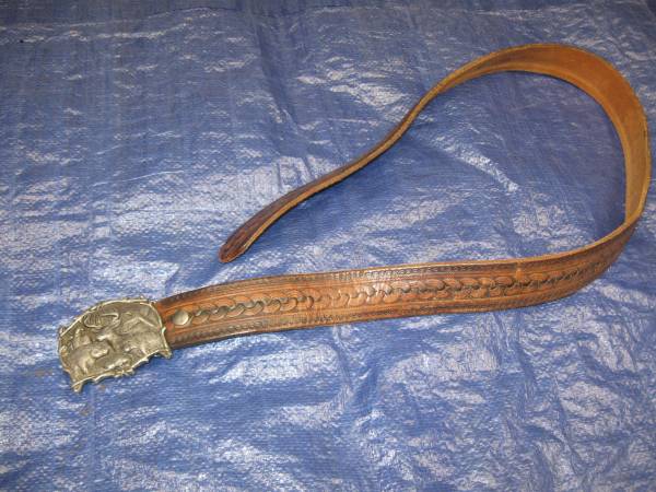 Vintage unique leather belt with detachable buckle 1