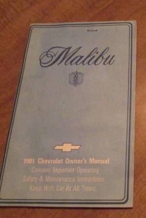 1981 Chevrolet Malibu Owner's / Drivers Manual 1