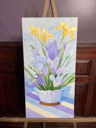 Spring on canvas painting By M. Moore 12x24 1