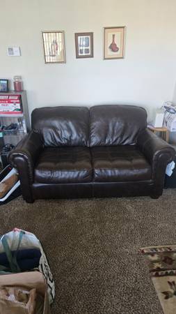 Leather love seat 1