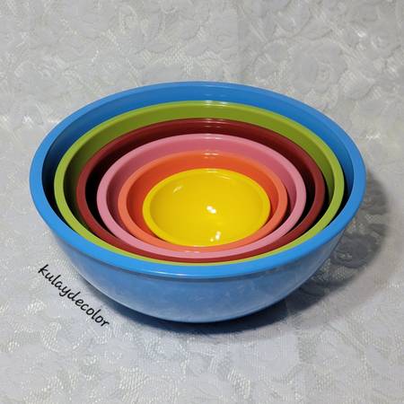 Colorful Melamine Nesting Bowl Set of 6 Mixing Bowls Space Saving Kitchen Prep 1