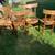 FOUR VINTAGE MATCHING WOOD CHAIRS WITH RUSH SEATS AND CARVED DEER 10 thumbnail