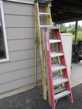 Step Ladders – Two Sizes – 8 ft, and 2 @ 6 ft 1