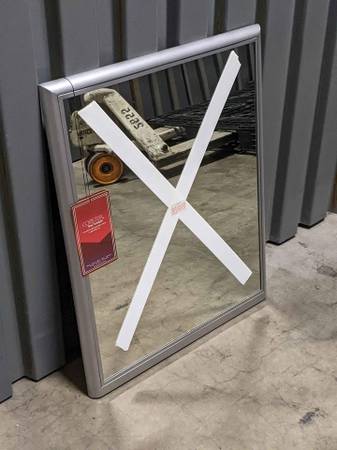 Gray metal frame wall hanging mirror 1