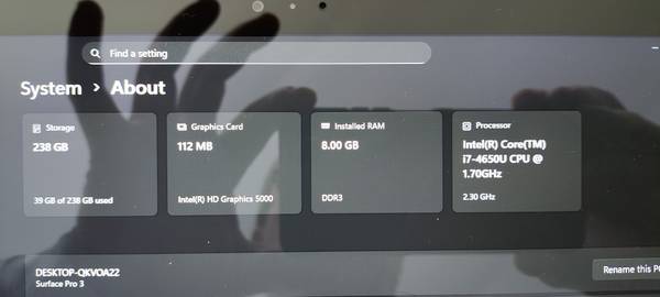 Surface pro 3  win 11 pro fresh install 1