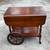ANTIQUE WALNUT FINISH WOOD DROP LEAF TEA BAR SERVING CART VINTAGE 4 thumbnail