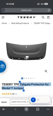 TESERY TPE Tailgate Protector for Tesla Model Y Juniper 1