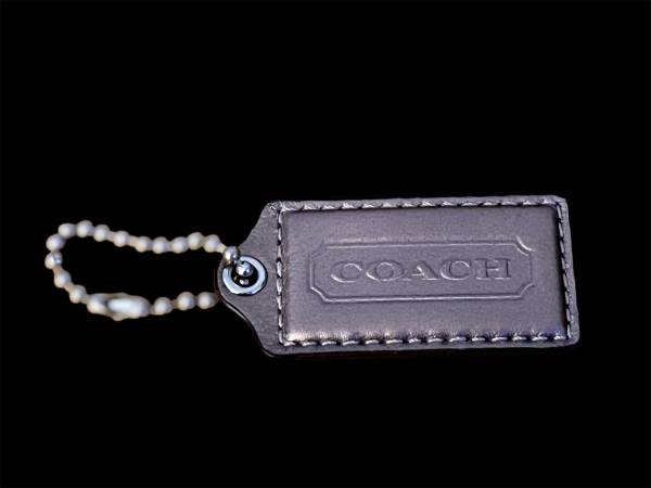 COACH HANGTAG BRONZE TONE METALLIC LEATHER 2.5” inches 1
