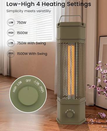 Cobuy Electric Patio Heater Outdoor Indoor Use, 360°All-round Heating 1
