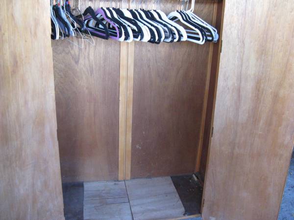 OLD WOOD ARMOIRE WARDROBE CLOSET 1