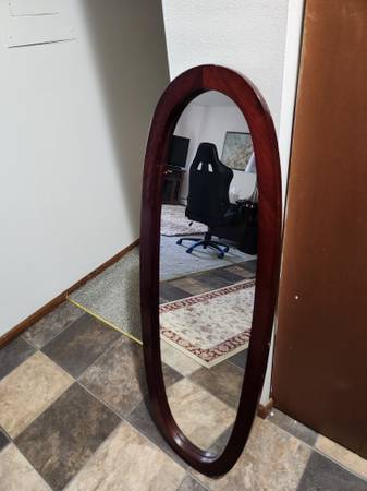 Mirror, in dark hardwood frame - $15 (Madison East)63471316991619121