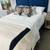 A Queen Size Upholstered Bed With Associated Mattress, Sheets, Pillows And Bedsp 9 thumbnail