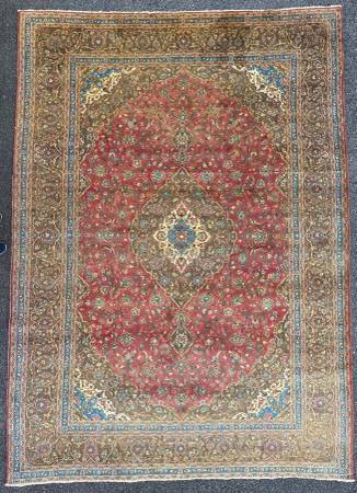 ANTIQUE PERSIAN KASHAN HAND KNOTTED RUG, 9.7 x 13.3 1