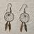 Vintage 925 Sterling Silver and Turquoise Dream Catcher Hook Earrings 1 thumbnail
