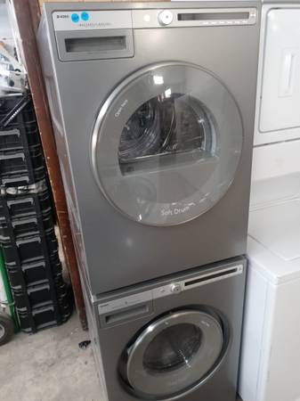 ★Asko 24" light gray stackable front load washer and dryer set 1