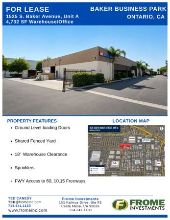 LARGE WAREHOUSE W/ OFFICE & SHARED YARD FOR LEASE IN ONTARIO!AVAIL NOW 1