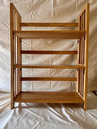 Bookshelves: solid wood, 3-tier, foldable, stackable 1
