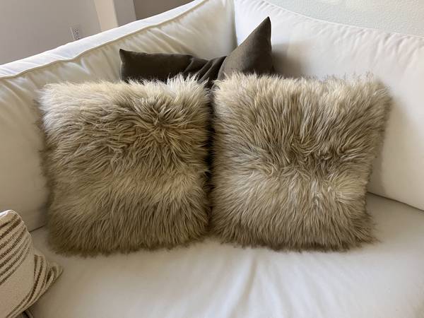 2 Faux Fur Pillows - LIKE NEW - Only sold as a set 1