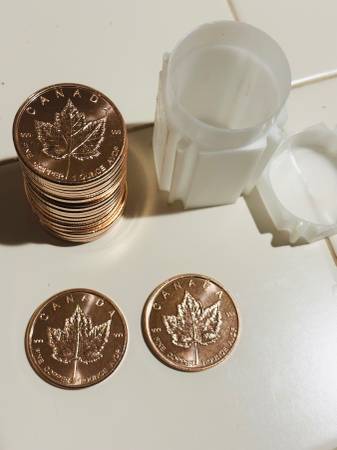 Copper Ounce Maple Leaf Rounds Coins Tube 1