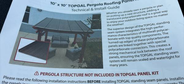 Pergola roofing panels translucent polycarbonate 1